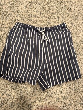 Primark Navy and White Vertical Stripe Swim Trunks